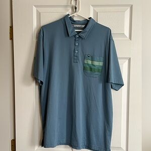 Travis Mathew Men’s polo- Blue w Pattered Pocket